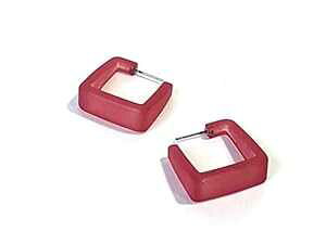 Nx[ tXebh [TCg LrXg XNGA t[v CO Leetie Lovendale Cranberry Frosted Lucite Cubist Square Hoop Earrings