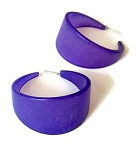 ���[�W �R�o���g �u���[ �t���X�g ���[�T�C�g �x�e�B �t�[�v �C�������O Leetie Lovendale Large Cobalt Blue Frosted Lucite Bettie Hoop Earrings