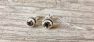 925 X^[OVo[VgX^bh|XgCO΃CO 6 ~[gEhK[Mtg Avicrafts 925 Sterling Silver citrine Stud Post Earring Gemstone Earring 6 MM Round Girl Women 
