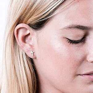 [YS[h NX X^bh CO - fUCi[ nhCh ~j}Xg NX` |Xg CO Tooliks Rose Gold Cross Stud Earrings - Designer Handmade Minimalist Christian Post Earrings