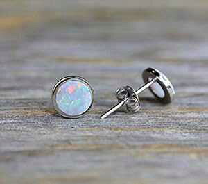 zCgIp[ Eh X^[O Vo[ X^bh CO - 7mm - fB[X WG[ MtgACfA Nadean Designs White Opal Round Sterling Silver Stud Earring- 7mm- Women's Jewelry Gift Idea