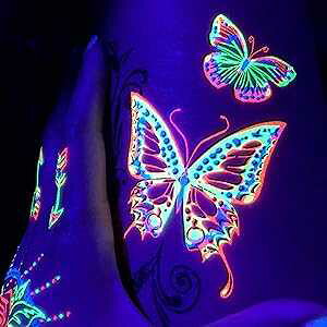 Blacklight Glow Party Temporary Tattoo-1 Sheet -Buttterfly d'IRIS studio Blacklight Glow Party Temporary Tattoo-1 Sheet -Buttterfly