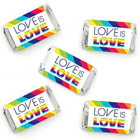 Big Dot of Happiness Love is Love - ゲイプライド - ミニキャンディーバーラッパーステッカー - LGBTQ レインボーパーティーの小さな記念品 - 40 枚 Big Dot of Happiness Love is Love - Gay Pride - Mini Candy Bar Wrapper Stickers -