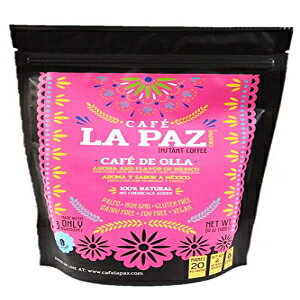 Cafe De Olla La Paz Chiapas Arabica Instant Coffee - Cinnamon + Brown Sugar. Strong Antioxidants, Paleo, Non GMO, Gluten Free, Soy Free, Vegan. Traditional Mexican Spiced Style 14 oz.