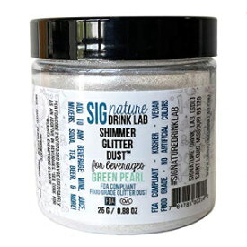 Signature Drink Lab Edible Glitter for Drinks • Shiny Glitter, Shimmer Beverage Dust for Cocktails, Beer, Wine and More - Pearl Series Green - 25 gram