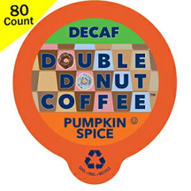 ダブルドーナツカフェイン抜きフレーバーコーヒー、キューリグKカップ醸造所用のリサイクル可能なシングルサーブカップ、80カウント（カフェイン抜きパンプキンスパイス） Double Donut Coffee Double Donut Decaf Flavored Coffee, in Recyclable Single Serve