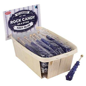 Extra Large Rock Candy Sticks: 24 Blueberry Lollipop - Navy Blue Rock Candy Sticks - Individually Wrapped - Espeez Rock Candy Sticks for Candy Buffet, Birthdays, Weddings, Receptions and Baby Shower