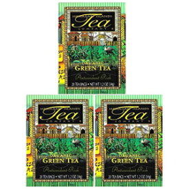 HAWAIIAN ISLANDS TEA COMPANY Hawaiian Islands Certified Organic Green Tea, Antioxidant Rich All Natural - 20 Teabags (Pack of Three)