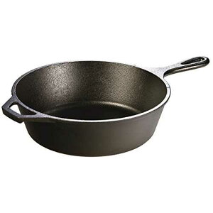 Lodge ���S�f�B�[�v�X�L���b�g�A���t���ς݁A10.25�C���` (�u���b�N) Lodge 3 Quart Pre-Seasoned Cast Iron Deep Skillet - Signature Teardrop Handle & Assist Handle - Use in the Oven, on the Stove or Grill, or Over a Campfire