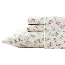 ローラ アシュレイ フランネル シーツ セット、フル、オードリー Laura Ashley Full Size Flannel Sheet Set, Soft & Cozy Cotton Bedding with Fitted Sheet and Pillowcases, Floral Room Decor, College Dorm Room Essentials (Audrey