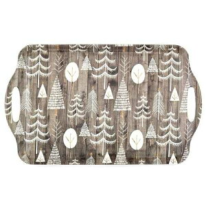 �s���p�[�l�� �ؐ��z���C�g�N���X�}�X���[�W�g���C �����~�� X0019518978 Pimpernel Hearth Collection Rectangular Tray - (19 x 11.6) Melamine Board with Handles, Lightweight Serving Platter Featuring Wood Texture & White Evergr