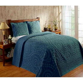 花柄デザインの Better Trends Rio コレクション 100% コットン タフト シェニール、クイーン ベッドスプレッド、ティール Better Trends 1 Piece Chenille Bedspread Queen Size 100% Cotton Chenille Bedding Lightweight Medallion Pattern Be