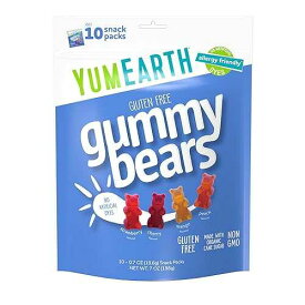 YumEarth オーガニック フルーツ風味グミベア、10- 0.7オンス。スナックパック、アレルギー対応、グルテンフリー、非遺伝子組み換え、人工香料や着色料不使用 YumEarth, Gummy Bears Snack Pack Organic, 10 Count