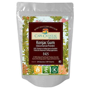 プレミアムこんにゃくガムグルコマンナンパウダー 増粘剤 - (K) コーシャー (2 オンス) Cape Crystal Premium Konjac Gum Glucomannan Powder Thickening Agent - (K) Kosher ( 2 Oz)