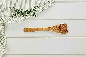 Naturally Med - Olive Wood Spatula 12" - Handcrafted in Tunisia. Cooking Spatula. Artisan Crafted.