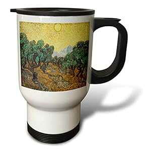 3dRose uBZgE@ESbzAFƑẑI[u̖؁vgx}OA14IXA}`J[ 3dRose " Olive Trees with Yellow Sky and Sun by Vincent Van Gogh" Travel Mug, 14 oz, Multicol