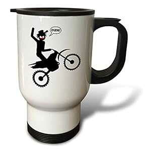 "3dRose �uA Stickman Image on a Dirt Bike, Riding a Wheelie and Getting Air Dude�v�g���x���}�O�A14�I���X�A�}���`�J���[ 3dRose "" A Stickman Image on a Dirt Bike, Riding a Wheelie and Getting Air Dude"" Travel Mug, 14 oz"