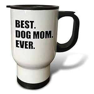 3dRose Best Dog Mom Ever Fun �y�b�g�I�[�i�[�M�t�g �������D�Ƃւ̃e�L�X�g�g���x���}�O 14�I���X �X�e�����X�X�`�[�� 3dRose Best Dog Mom Ever Fun Pet Owner Gifts for Her Animal Lover Text Travel Mug, 14-Ounce, Stainless S