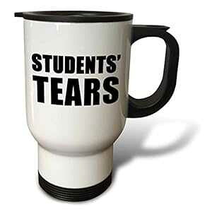 3dRose Students Tears �u���b�N �g���x�� �}�O�A14 �I���X�A�z���C�g 3dRose Students Tears Black Travel Mug, 14 oz, White