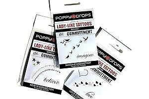 Poppy Drops Lady-Like Temporary Tattoos - 3 Pack of Dainty Designs for a Real Tattoo Look