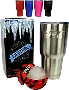 ARCTIC STEEL Without Ice Mold, Stainless, Stainless Steel 30oz Tumbler & Ice Maker Durable Stainless Steel Double Wall Vacuum Insulated BPA Free & Environmentally Friendly Travel Mug Zero Sweat Rambler