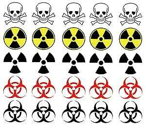 PremiumTT temporary tattoos Warning Symbol Temporary Tattoos: Biohazard, Radiation, Poison Halloween Tattoo