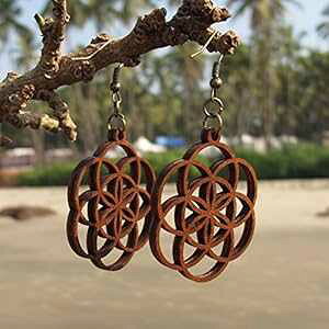 V[h Iu Ct CO - ؐCO - _􉽊w͗l̃WG[ - {w~A CO GoaLaserFactory Seed of Life Earrings - Wooden Earrings - Sacred Geometry Jewelry - Bohemian Earrings