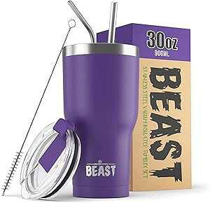 Greens Steel Beast 30 oz Tumbler Stainless Steel Vacuum Insulated Coffee Ice Cup Double Wall Travel Flask (Purple)