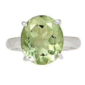 Natural Rocks by Kala Natural 2ct Green Amethyst 925 Solid Sterling Silver Engagement Ring Size 6, 6.25, 8.25