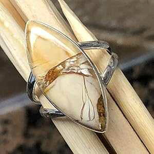 �V�R�Ӑ΃��[�J�C�g 925 �\���b�h �X�^�[�����O �V���o�[ �����O �T�C�Y 8.5 Natural Rocks by Kala Natural Brecciated Mookaite 925 Solid Sterling Silver Ring Size 8.5