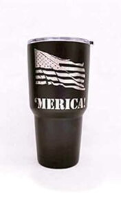 uJIvubN |[[ L 30 IXɍ XeXX`[^fM^u[ Wt - ʍ Aries Laser Designs 'MERICA! Engraved on Black Polar Camel 30 oz. Stainless Steel Vacuum In