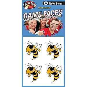 Fan A Peel Georgia ? Waterless Peel & Stick Temporary Spirit Tattoos ? 4-Piece ? Gold/Black Buzz