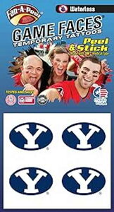 uKOw BYU N[K[ ? Ȃs[XeBbNꎞIȃXsbg^gD[ ? 4 s[X Fan A Peel Brigham Young University BYU Cougars Waterless Peel & Stick Temporary Spirit Tattoos 4-Piece