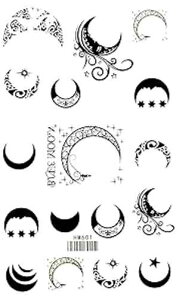 Srumie Crescent moon Moon in sky Beautiful cartoon 4X8 in MEGADEE Tattoo Sticker Body Arm Leg Body Art Beauty Makeup Cool Removable Waterproof Tattoo Sticker Great as happy gift (Tattoo Sticker 101)