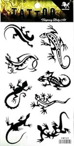 PP TATTOO 1 Sheet Black Lizard Gekko Salamander Temporary Tattoo Stickers Waterproof Body Arm Tattoo Sticker for Men Women Make up Fake Tattoo Removable