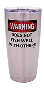 傫 ʔ ނ 20 IX gx ^u[ }OJbv Wt x lƂ悭ނȂ ނ Mtg  Rogue River Tactical Large Funny Fishing 20 Ounce Travel Tumbler Mug Cup w/Lid Warning Does Not Fish Well
