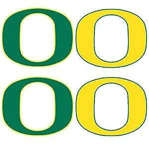 Fan A Peel University of Oregon (UO) Ducks ? Waterless Peel & Stick Temporary Tattoos ? 4-Piece Combo ? 2 Green O Logo & 2 Yellow O Logo Spirit Tattoos