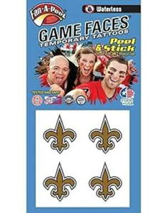 Fan A peel New Orleans Fleur de lis ? Black and Gold ? 4pc ? Waterless Peel & Stick Temporary Spirit Tattoos