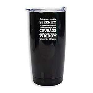 Elanze Designs Serenity Prayer 20 Ounce Classic Black Stainless Steel Travel Tumbler Mug