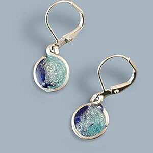 Bettina y 2 g[ u[X[ hbv CO r[Y Handmade Lightweight 2 Tone Blue Resin Small Drop Earrings Beads by Bettina