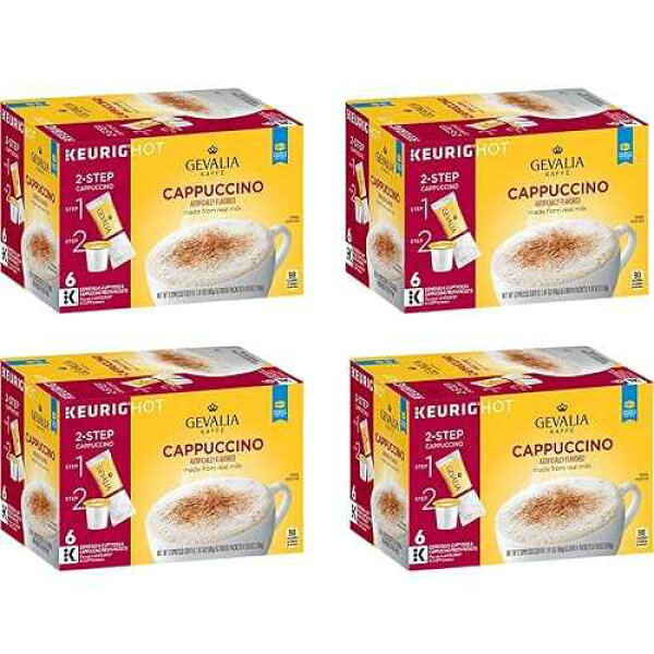ジェヴァリア カプチーノ キューリグ K-カップポッドとフォームパック 5.98oz(24個、4箱) Gevalia Cappuccino Keurig K Cup Pods with Froth Packets 5.98oz (24 Count, 4 Boxes)