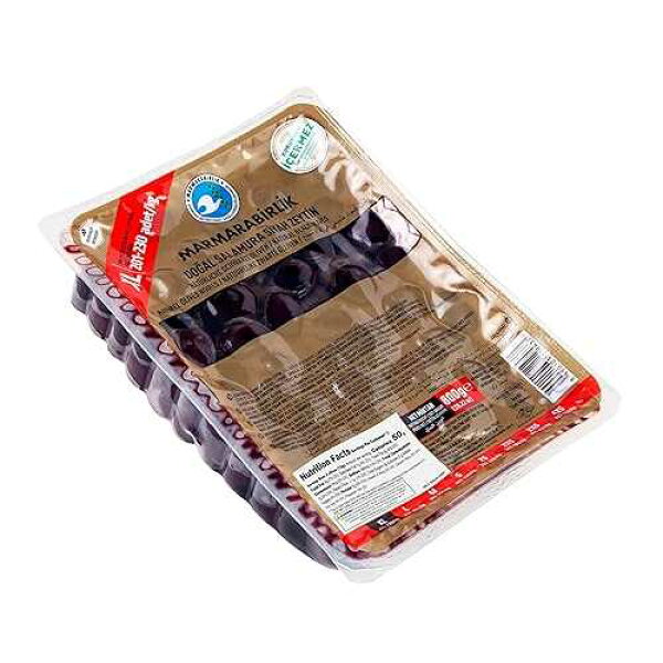 Marmarabirlik Black Olives, Olive Brine, Mediterranean Pickled Olives, Natural & Ripe Food, Healthy Snacks, Individual Packs, Fresh, Vegan, Halal, Kosher, Large, 28.2oz (800g)