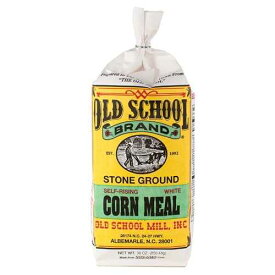 Old School Brand Stone Ground Self-Rising White Cornmeal / 30 Ounce Bag, Non-GMO North Carolina White Corn, Southern Style Baking