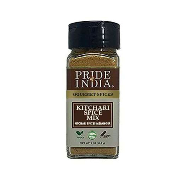プライド・オブ・インディア キチャリミックス 2オンス Pride of India - Kitchari Spice Seasoning Made with Authentic Indian Spices Easy to Use 2 oz. Small Dual Sifter Bottle