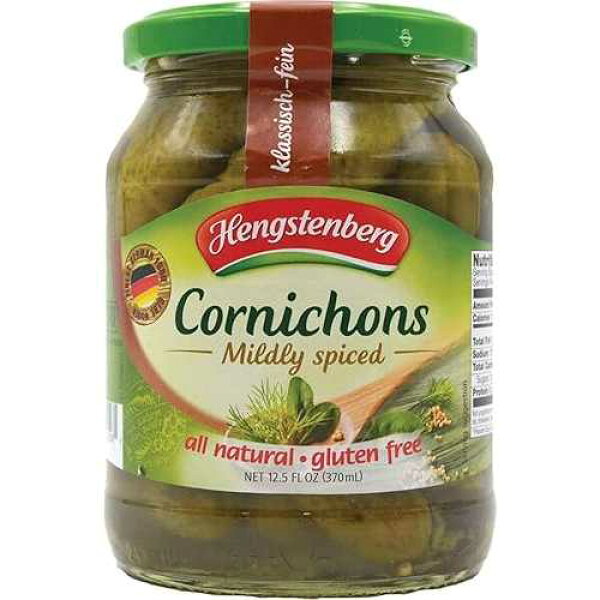 Hengstenberg Cornichons ジャー、12.5 オンスジャー (12 個パック) Hengstenberg Cornichons Jar, 12.5-Ounce Jars (Pack of 12)