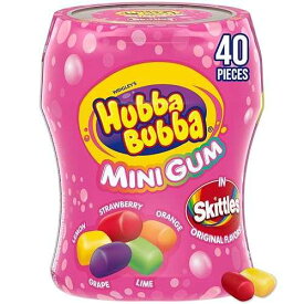 HUBBA BUBBA Minis SKITTLES Flavored Bubble Gum, 40 Piece Resealable Bottle