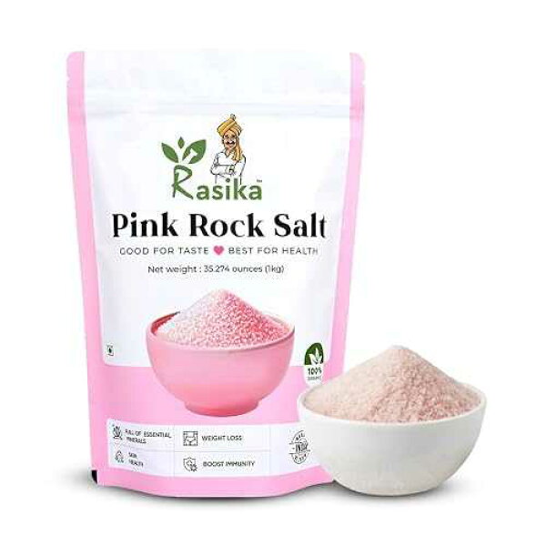 Rasika Overseas Himalayan Pink Salt 2.2 lb Natural Pink Rock Salt for Cooking, Baking & Seasoning, Mineral Rich Himalayan Salt, Non GMO, Kosher, Food Grade, Refillable Bulk Salt for Kitchen & Grinder Use