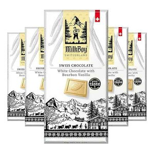 Milkboy Swiss Chocolates White Chocolate Bars - Gourmet Bourbon Vanilla Chocolate Bars - Made with Pure Natural Vanilla - White Premium - Gluten Free - Non-GMO - Kosher - 3 oz, Pack 5