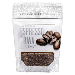 SaltWorks Artisan Salt Company Fusion Naturally Flavored Espresso Brava Sea Salt, Zip-Top Pouch, 3.5 Ounce
