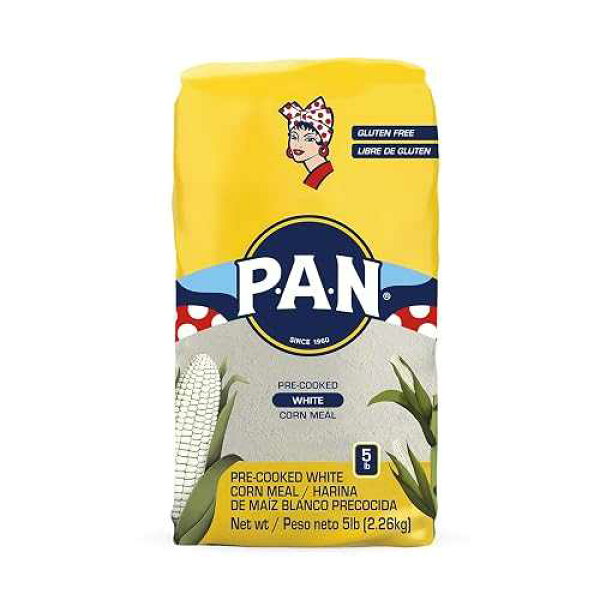 P.A.N. White Corn Meal - Pre-cooked Gluten Free and Kosher Flour for Arepas (5 lb/Pack of 1)